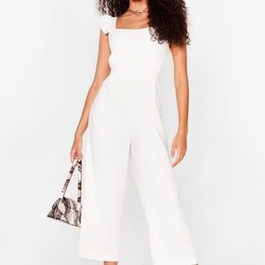 Nasty Gal Cropped Ruffle Strap Jumpsuit